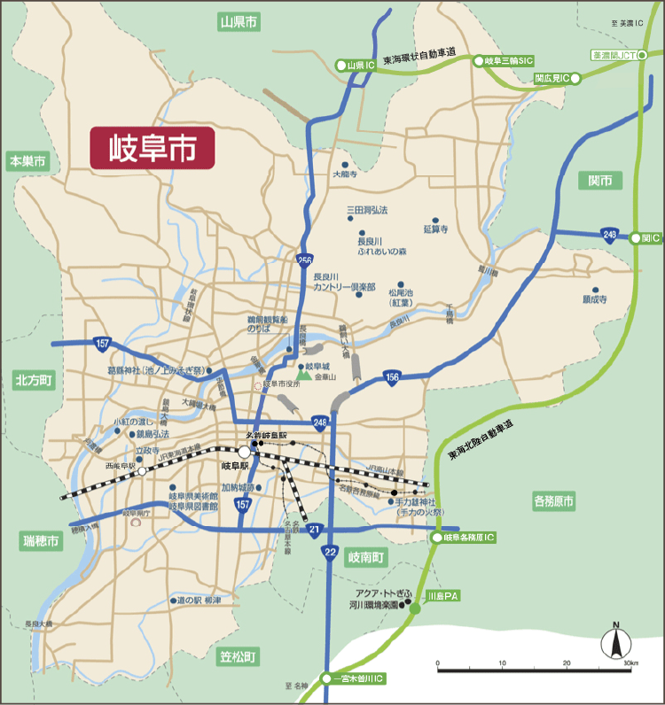 岐阜市周辺地図